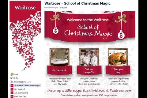 Waitrose had a specially designed Christmas shop which featured recipes and "how-to" videos.